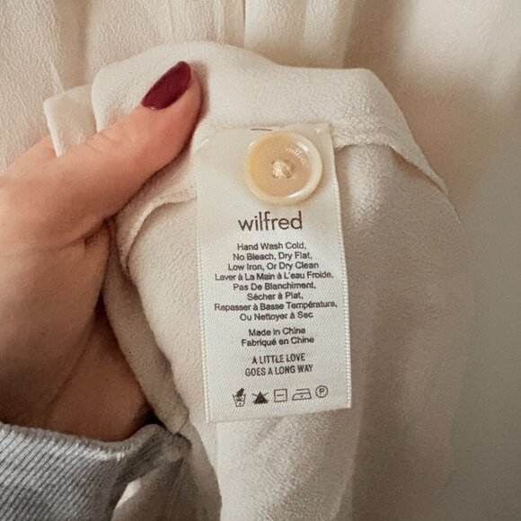 Aritzia Wilfred Lacier Shirt Dress Midi Button Up Bone White Cream Size Medium - Picture 6 of 7